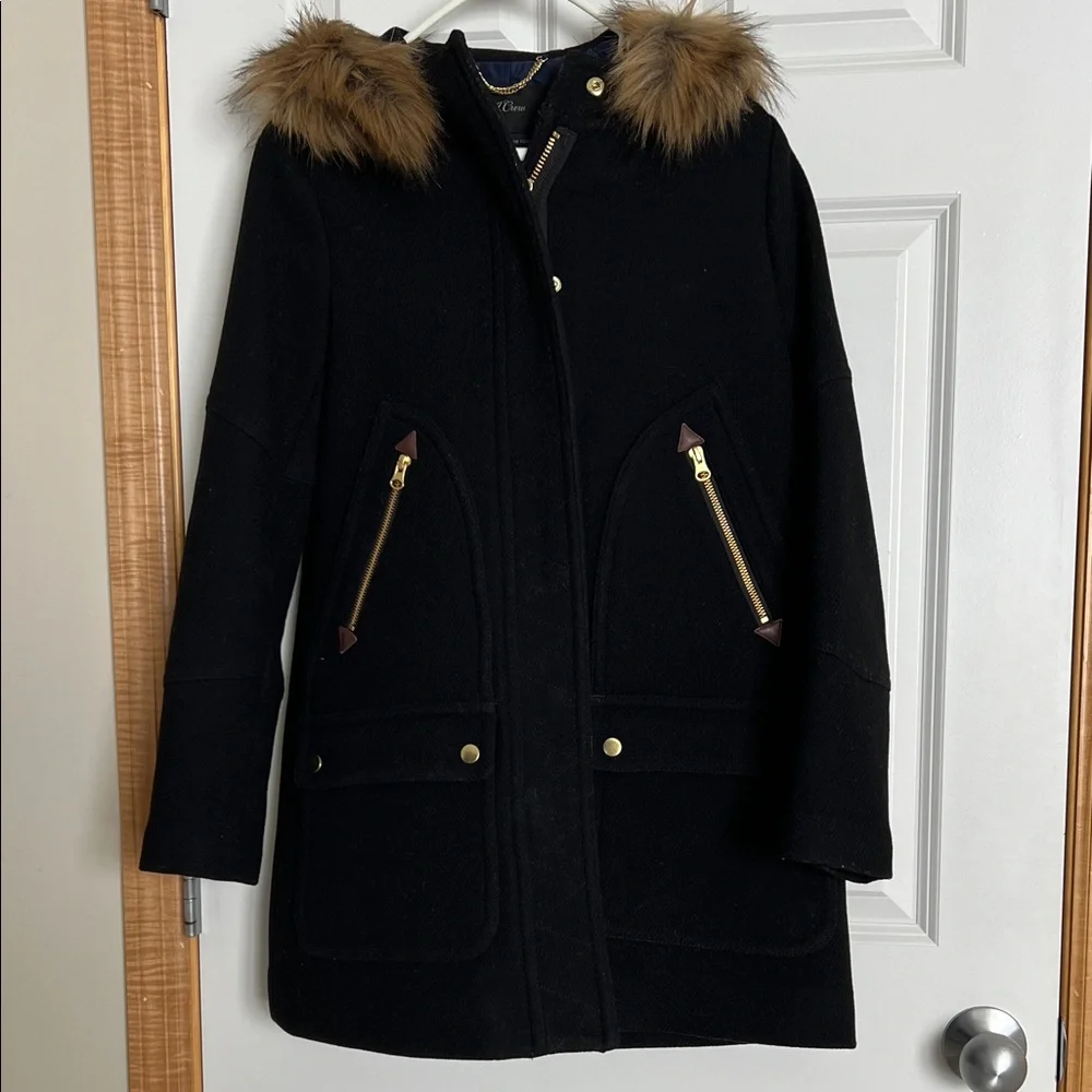 J. Crew Italian Stadium Cloth by Nello Gori Wool Parka Black Size 2 - Picture 2 of 8